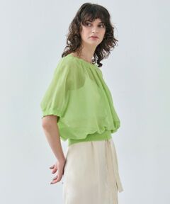 BEIGE, / ベイジ, ニット・セーター | 【洗える・Oggi 7月号掲載】LUPINUS / リネン混半袖プルオーバーギャザーニット