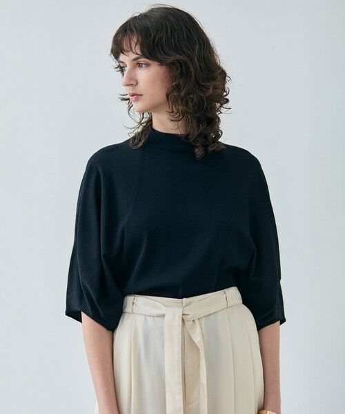 BEIGE,/ベイジ, 【洗える】NADIA / ボリュームスリーブ半袖ボトルネックニット Navy 32 BEIGE,/ベイジ, 【洗える】NADIA / ボリュームスリーブ半袖ボトルネックニット Navy 32