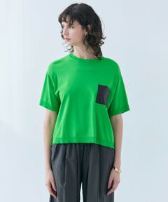 BEIGE, / ベイジ, ニット・セーター | 【洗える】NADIA / レザーポケット付き半袖ニットTシャツ