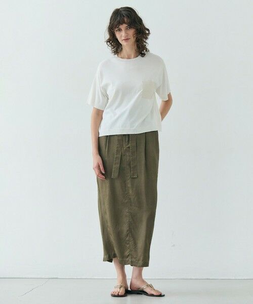 BEIGE, / ベイジ, ニット・セーター | 【洗える】NADIA / レザーポケット付き半袖ニットTシャツ | 詳細4