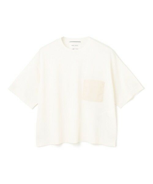BEIGE, / ベイジ, ニット・セーター | 【洗える】NADIA / レザーポケット付き半袖ニットTシャツ | 詳細5