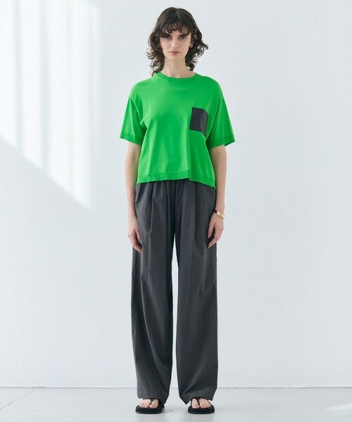 BEIGE, / ベイジ, ニット・セーター | 【洗える】NADIA / レザーポケット付き半袖ニットTシャツ | 詳細6