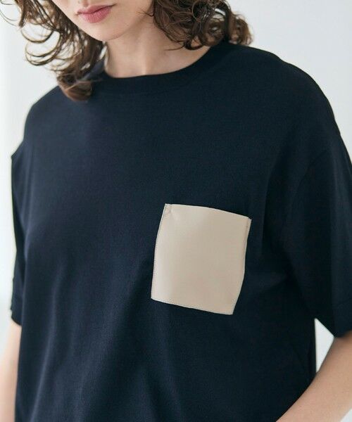 BEIGE, / ベイジ, ニット・セーター | 【洗える】NADIA / レザーポケット付き半袖ニットTシャツ | 詳細15