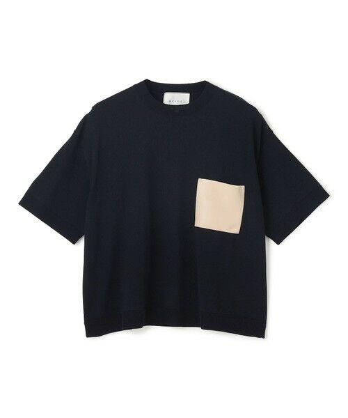 BEIGE, / ベイジ, ニット・セーター | 【洗える】NADIA / レザーポケット付き半袖ニットTシャツ | 詳細17