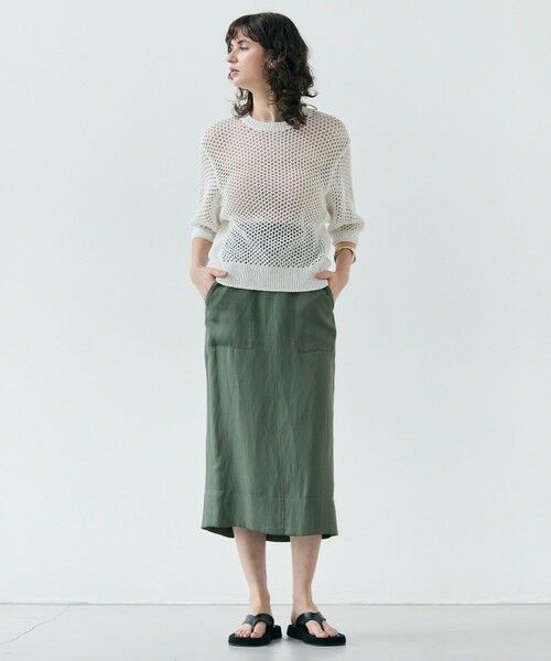 BEIGE, / ベイジ, ニット・セーター | 【洗える】ALOE / コットンメッシュ半袖クルーネックニット | 詳細2