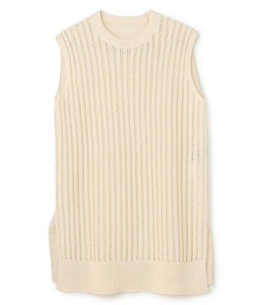 BEIGE, / ベイジ, ニット・セーター | 【洗える】ALOE / コットンメッシュオーガンジーノースリーブニット | 詳細4