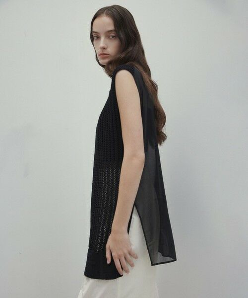 BEIGE, / ベイジ, ニット・セーター | 【洗える】ALOE / コットンメッシュオーガンジーノースリーブニット | 詳細5