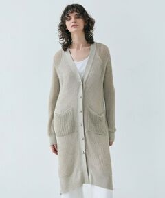 BEIGE, / ベイジ, カーディガン・ボレロ | 【洗える】OPTICAL / ペーパーヤーンVネックロングカーディガン