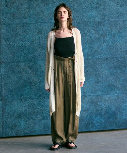 BEIGE, / ベイジ, カーディガン・ボレロ | 【洗える】OPTICAL / ペーパーヤーンVネックロングカーディガン | 詳細1