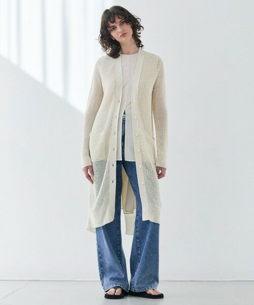 BEIGE, / ベイジ, カーディガン・ボレロ | 【洗える】OPTICAL / ペーパーヤーンVネックロングカーディガン | 詳細2