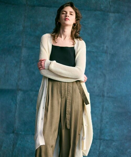 BEIGE, / ベイジ, カーディガン・ボレロ | OPTICAL / ペーパーヤーンシアーロングカーディガン | 詳細4