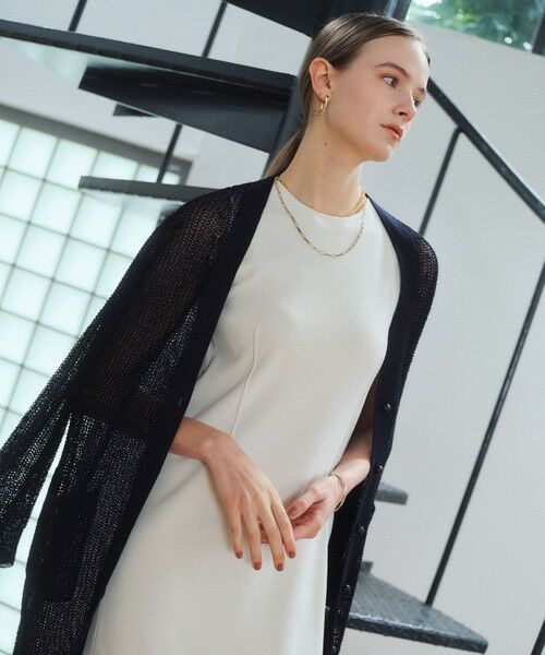 BEIGE, / ベイジ, カーディガン・ボレロ | OPTICAL / ペーパーヤーンシアーロングカーディガン（Navy）