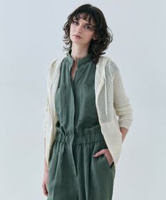 BEIGE, / ベイジ, パーカー | 【洗える】OPTICAL / ペーパーヤーンフーディージップニット