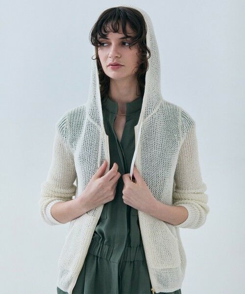 BEIGE, / ベイジ, パーカー | 【洗える】OPTICAL / ペーパーヤーンフーディージップニット | 詳細1