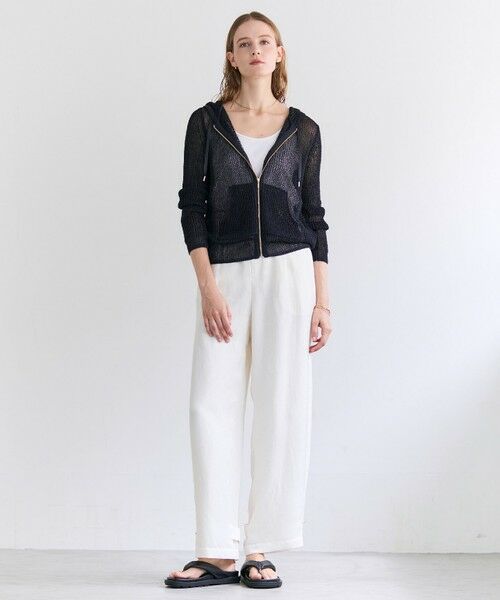 BEIGE, / ベイジ, パーカー | OPTICAL / ペーパーヤーンフーディージップニット | 詳細22