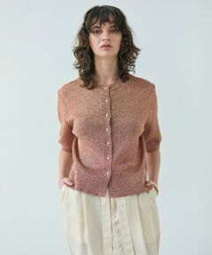 BEIGE, / ベイジ, カーディガン・ボレロ | 【洗える】VANDA / ラメ入りクルーネック半袖カーディガン