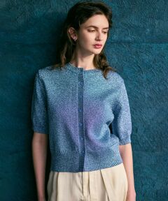 BEIGE, / ベイジ, カーディガン・ボレロ | 【洗える】VANDA / ラメ入りクルーネック半袖カーディガン