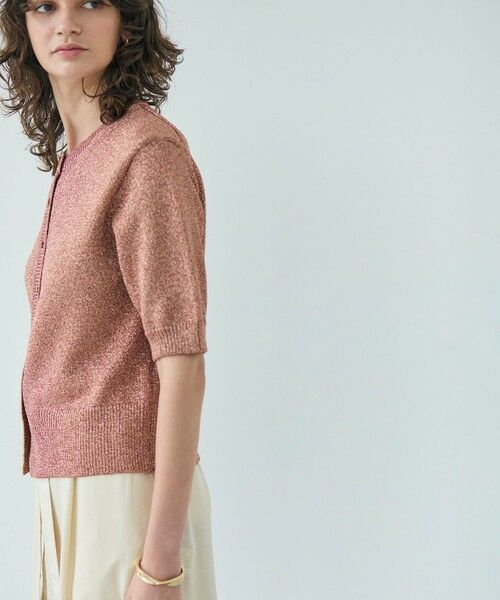 BEIGE, / ベイジ, カーディガン・ボレロ | 【洗える】VANDA / ラメ入りクルーネック半袖カーディガン | 詳細1