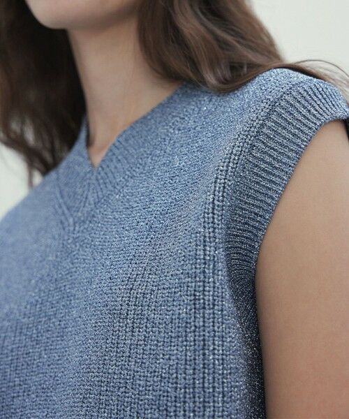 BEIGE, / ベイジ, ニット・セーター | 【洗える・eclat 5月号掲載】VANDA / ラメ入りVネックノースリーブニット | 詳細8