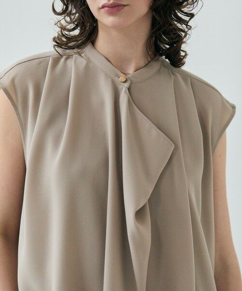 BEIGE, / ベイジ, ロング・マキシ丈ワンピース | 【洗える】FLEUR / フロントドレープノースリーブドレス | 詳細1