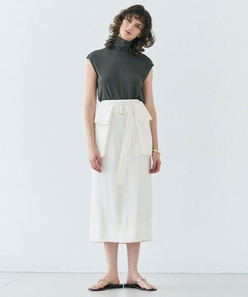 BEIGE, / ベイジ, ミニ・ひざ丈スカート | 【洗える】BERNARD / リネンアウトポケットハイウエストスカート | 詳細6