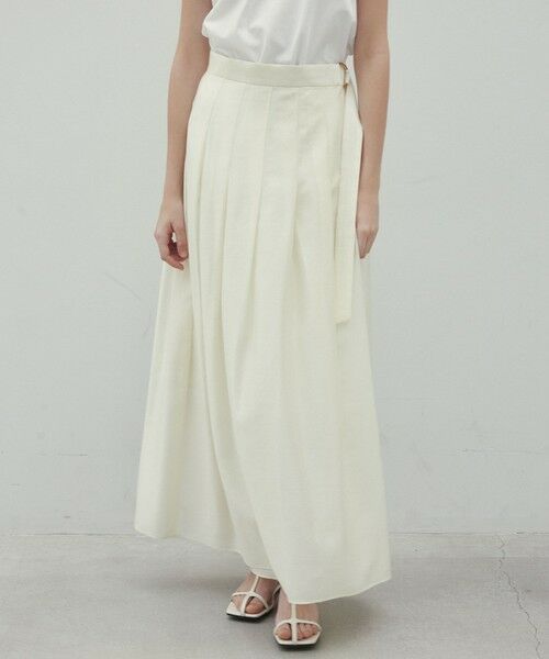 BEIGE, / ベイジ, ミニ・ひざ丈スカート | 【洗える】CARINATA / ウエストタックラップスカート(Meringue)