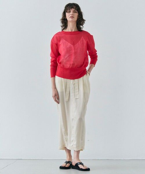 BEIGE, / ベイジ, ミニ・ひざ丈スカート | 【洗える】PAWPAW / ウエストリボンタックスカート | 詳細3