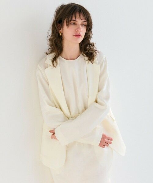 BEIGE, / ベイジ, テーラードジャケット | 【洗える】BERGAMOT / ウォッシャブルリネンバックドロストジャケット(Ecru)