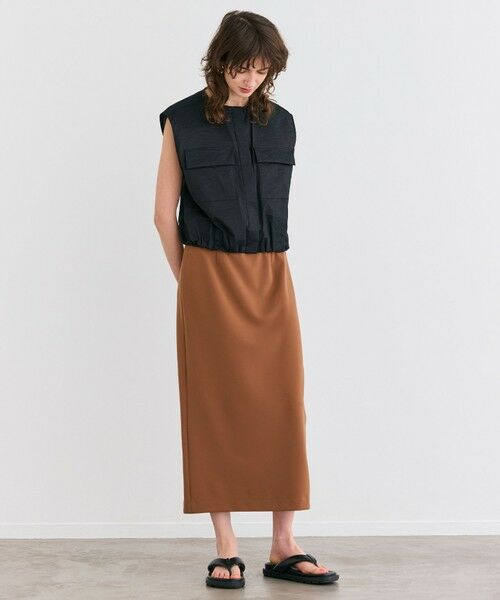 BEIGE, / ベイジ, ミニ・ひざ丈スカート | 【洗える】ALTHEA / ダンボールジャージーハイウエストIラインスカート | 詳細1