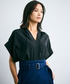 BEIGE, / ベイジ, シャツ・ブラウス | 【洗える/接触冷感/速乾/UVケア対応】BATEAU / Vネックバックギャザーハーフスリーブブラウス