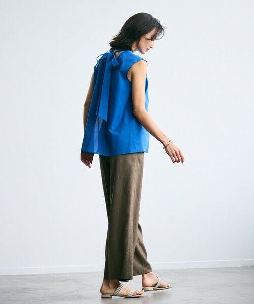 BEIGE, / ベイジ, シャツ・ブラウス | 【洗える】BAC / コットンバックボウタイノースリーブブラウス | 詳細5