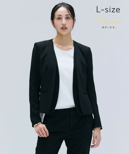 BEIGE, / ベイジ, ノーカラージャケット | 【洗える・L-size】CINDY / ダブルカラージャケット(Black x Black)