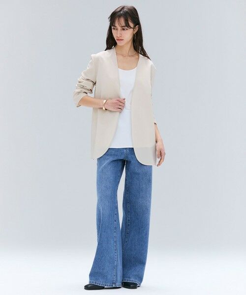 BEIGE, / ベイジ, ノーカラージャケット | 【洗える/接触冷感/速乾/UVケア対応・Precious 8月号掲載】BATEAU / ボタンレスノーカラジャケット | 詳細1