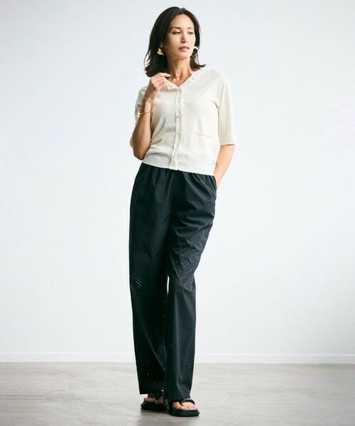 BEIGE, / ベイジ, ニット・セーター | 【洗える】VALOIS / ジョーゼットトリム半袖カーディガン | 詳細2