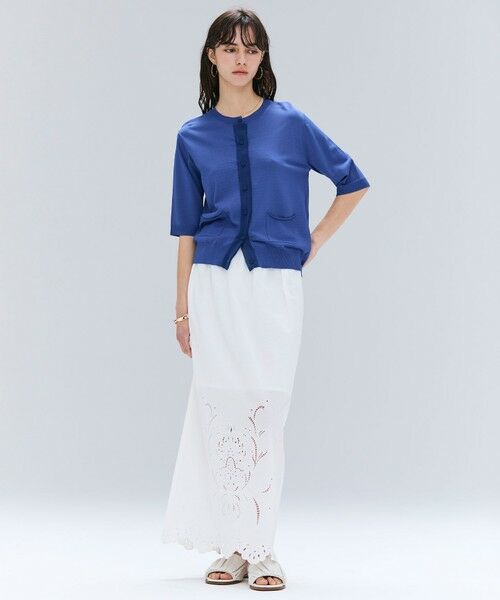 BEIGE, / ベイジ, ニット・セーター | 【洗える】VALOIS / ジョーゼットトリム半袖カーディガン | 詳細7