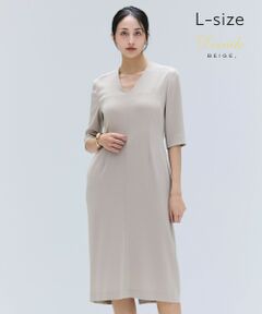 BEIGE, / ベイジ, ロング・マキシ丈ワンピース | 【洗える・L-size】CINDY / Vネックハーフスリーブワンピース