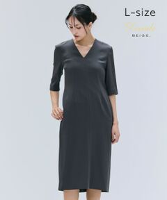 BEIGE, / ベイジ, ロング・マキシ丈ワンピース | 【洗える・L-size】CINDY / Vネックハーフスリーブワンピース