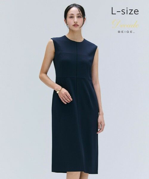 BEIGE, / ベイジ, ロング・マキシ丈ワンピース | 【洗える・L-size】CINDY / クルーネックノースリーブワンピース(Navy x Black)