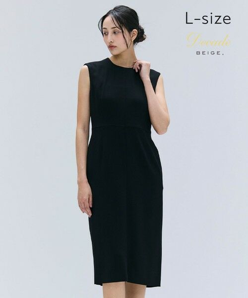 BEIGE,/ベイジ, 【洗える・L-size】CINDY / クルーネックノースリーブワンピース Black x Black 8 BEIGE,/ベイジ, 【洗える・L-size】CINDY / クルーネックノースリーブワンピース Black x Black 8