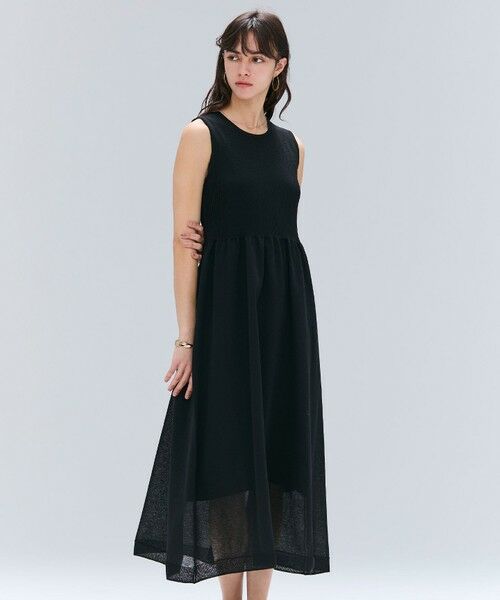 BEIGE,/ベイジ, 【洗える】MILANO / リネン混シアーニットAラインワンピース Black 4 BEIGE,/ベイジ, 【洗える】MILANO / リネン混シアーニットAラインワンピース Black 4
