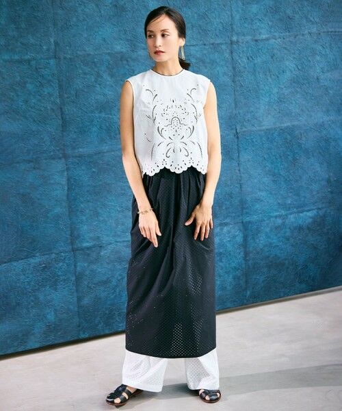 BEIGE, / ベイジ, ミニ・ひざ丈スカート | 【洗える】PICCOLO / パンチングドットIラインスカート | 詳細5