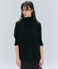 BEIGE, / ベイジ, シャツ・ブラウス | 【洗える】FLEUR / ニットコンビハイネック半袖ブラウス