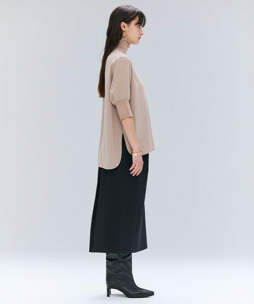 BEIGE, / ベイジ, シャツ・ブラウス | 【洗える】FLEUR / ニットコンビハイネック半袖ブラウス | 詳細13