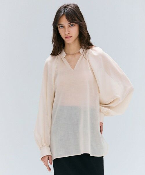 BEIGE, / ベイジ, シャツ・ブラウス | 【洗える】MOYE / シアーウールパフスリーブブラウス(Ecru)