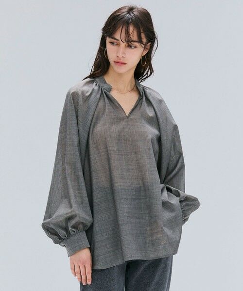 BEIGE, / ベイジ, シャツ・ブラウス | 【洗える】MOYE / シアーウールパフスリーブブラウス(Charcoal)