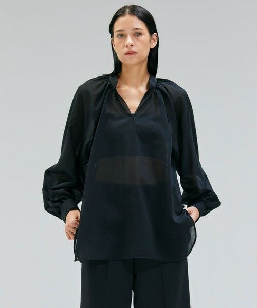 BEIGE, / ベイジ, シャツ・ブラウス | 【洗える】MOYE / シアーウールパフスリーブブラウス(Black)