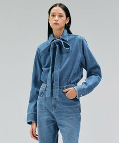 BEIGE, / ベイジ, シャツ・ブラウス | 【洗える・BAILA 11月号掲載】MARKEL / ボウタイ付きシャツカラーデニムシャツ