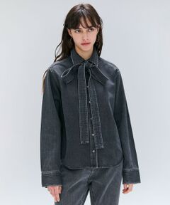 BEIGE, / ベイジ, シャツ・ブラウス | 【洗える・BAILA 11月号掲載】MARKEL / ボウタイ付きシャツカラーデニムシャツ