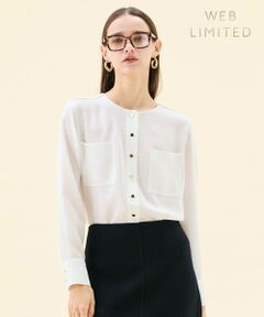 BEIGE, / ベイジ, シャツ・ブラウス | 【WEB限定・洗える】CLARION / ゴールド釦クルーネックブラウス