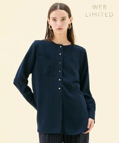 BEIGE, / ベイジ, シャツ・ブラウス | 【WEB限定・洗える】CLARION / ゴールド釦クルーネックブラウス